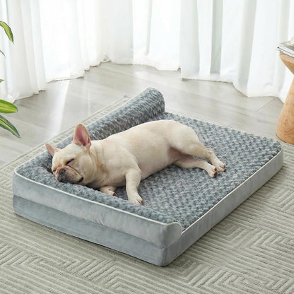 Orthopedic Washable Dog Bed, Sleeping Couch for Large Senior Dogs | Deluxe Plush Rose Velvet Washable Cover, Egg Crate Foam Support, Waterproof Lining, Non-Slip Bottom, Senior Dogs