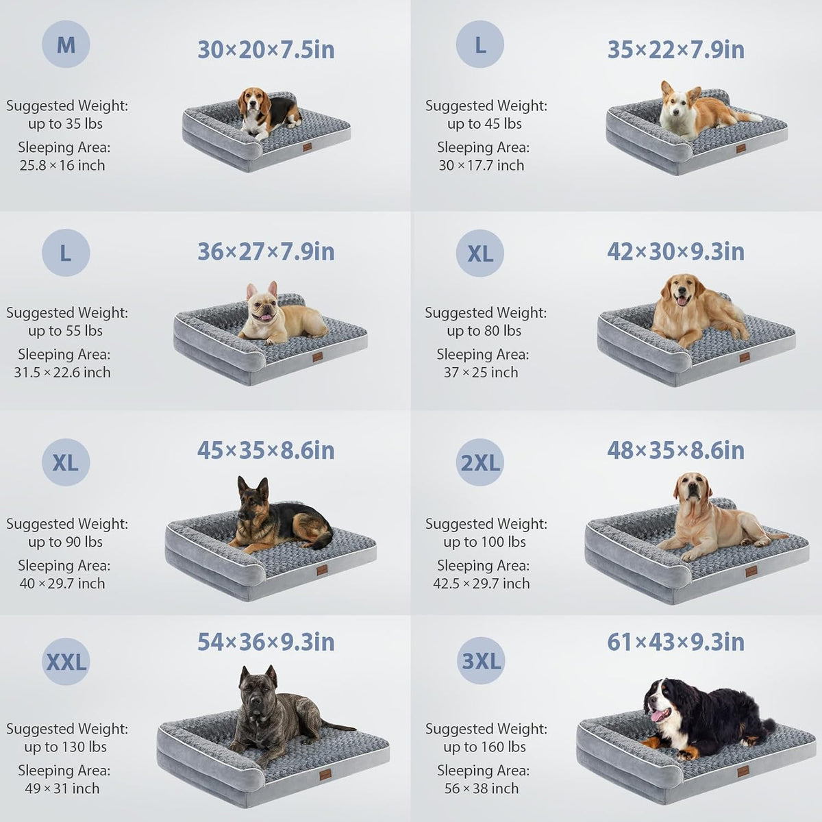 Orthopedic Washable Dog Bed, Sleeping Couch for Large Senior Dogs | Deluxe Plush Rose Velvet Washable Cover, Egg Crate Foam Support, Waterproof Lining, Non-Slip Bottom, Senior Dogs