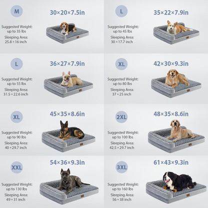 Orthopedic Washable Dog Bed, Sleeping Couch for Large Senior Dogs | Deluxe Plush Rose Velvet Washable Cover, Egg Crate Foam Support, Waterproof Lining, Non-Slip Bottom, Senior Dogs