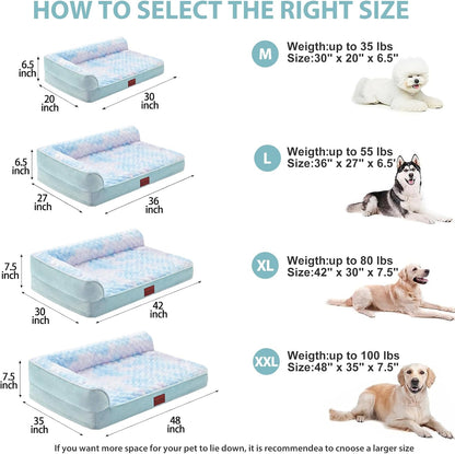 Orthopedic Washable Dog Bed, Sleeping Couch for Large Senior Dogs | Deluxe Plush Rose Velvet Washable Cover, Egg Crate Foam Support, Waterproof Lining, Non-Slip Bottom, Senior Dogs