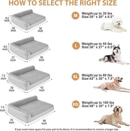 Orthopedic Washable Dog Bed, Sleeping Couch for Large Senior Dogs | Deluxe Plush Rose Velvet Washable Cover, Egg Crate Foam Support, Waterproof Lining, Non-Slip Bottom, Senior Dogs