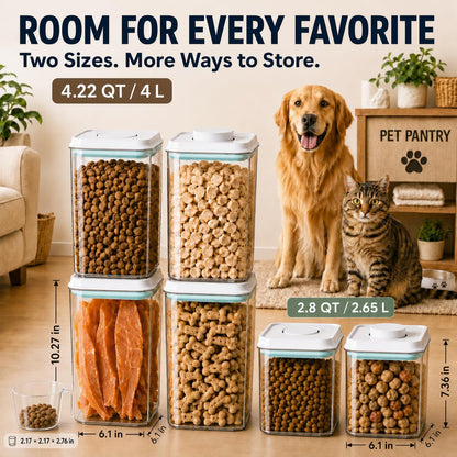 4.2 Qt Airtight Dog Food Storage Container with Scoop, Pop Lid
