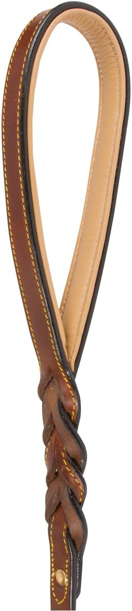 6 Foot Braided Leather Dog Leash with Traffic Handle, Two Handles for Training and Safety, Double Your Control with 2 Locations, Lead for Large and Medium Dogs Brown 6ft x 3/4 Inch
