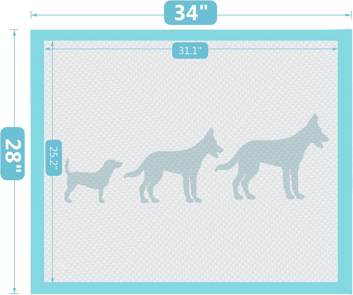 Extra Large Pet Training and Puppy Pads Pee Pads for Dogs 28"x34" -40 Count Super Absorbent & Leak-Proof