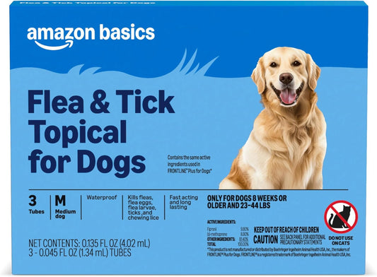 Flea and Tick Topical Treatment for Medium Dogs (23-44 lbs), Fast Acting and Long Lasting, Packaging May Vary