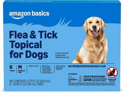 Flea and Tick Topical Treatment for Medium Dogs (23-44 lbs), Fast Acting and Long Lasting, Packaging May Vary
