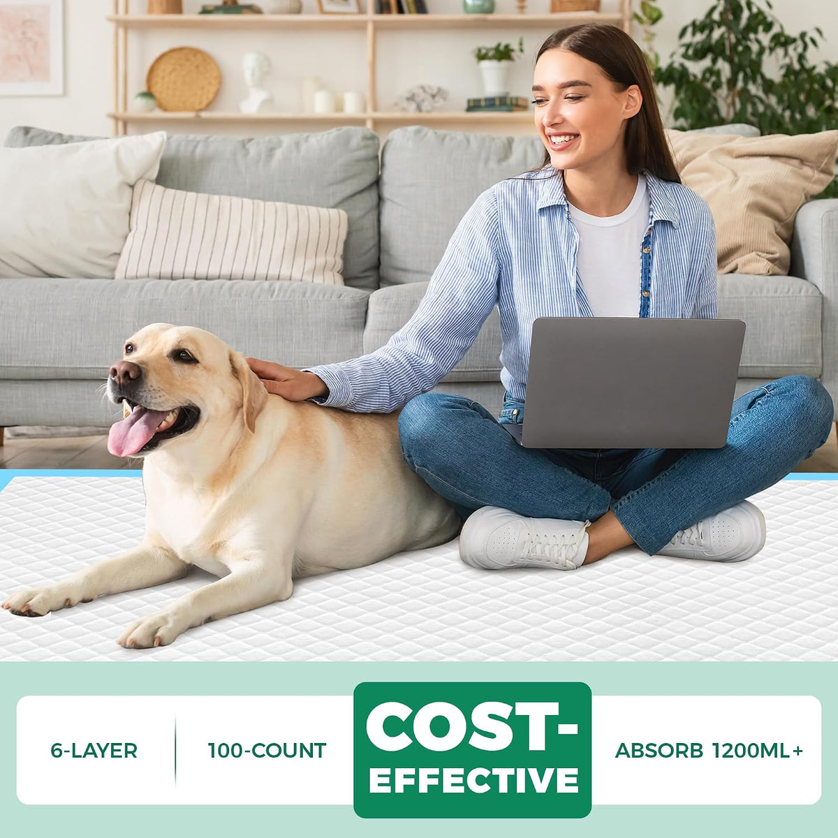 60 Count Extra Large Dog Pee Pads 28" x 34", Super Absorbent X-Large Puppy Pads Disposable Dogs Training Pads, Quick Drying Leak-Proof Dog Potty Pads for Doggies Puppies