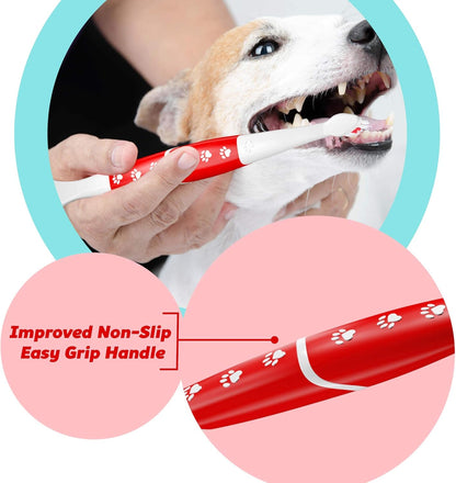 Pet Toothbrush for Dogs, Cats with Soft Bristles - Easy Teeth Cleaning & Dental Care, Non Slip Dual Head Dog Toothbrush for Medium & Large Pets, Toothpaste Not Included, Pack of 1 Red