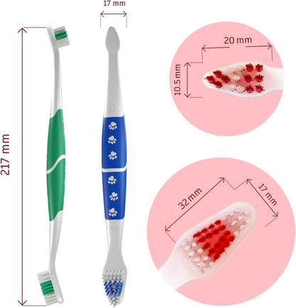 Pet Toothbrush for Dogs, Cats with Soft Bristles - Easy Teeth Cleaning & Dental Care, Non Slip Dual Head Dog Toothbrush for Medium & Large Pets, Toothpaste Not Included, Pack of 1 Red