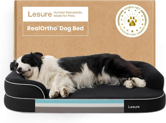 RealOrtho™ XL 3-Layer Orthopedic Dog Beds Large Sized Dog,42" Black