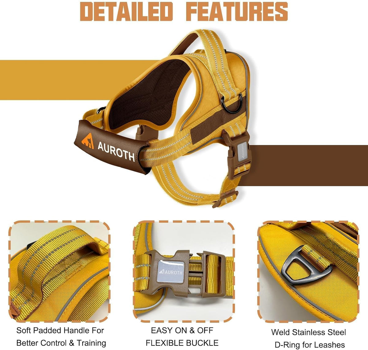 AUROTH Dog Harness and Leash Set for Medium Sized Dog, No Pull Dog Vest