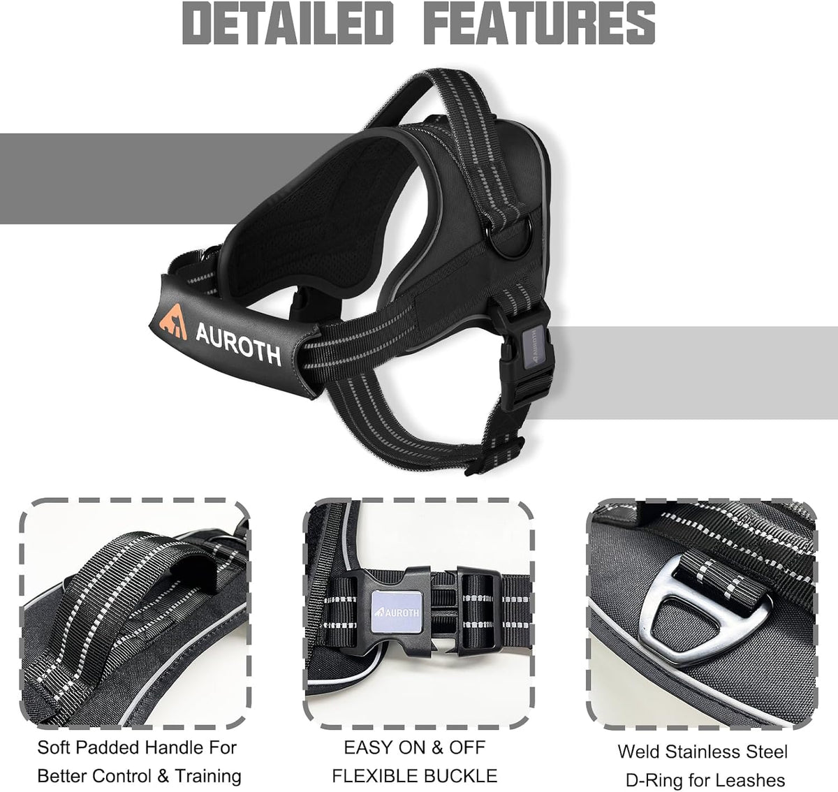 AUROTH Dog Harness and Leash Set for Medium Sized Dog, No Pull Dog Vest