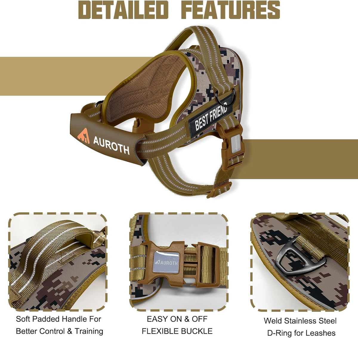 AUROTH Dog Harness and Leash Set for Medium Sized Dog, No Pull Dog Vest