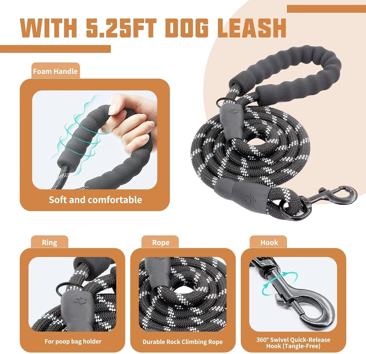 AUROTH Dog Harness and Leash Set for Medium Sized Dog, No Pull Dog Vest