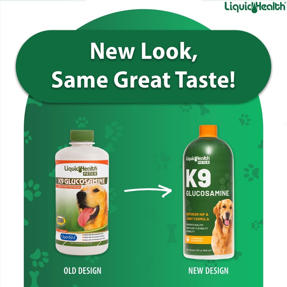 Pets K9 Liquid Glucosamine for Dogs, Puppies, Senior Canines with Chondroitin, MSM, Hyaluronic Acid - Dog Vitamins for Hip & Joint Health, Dog Joint Oil, Joint Juice - Made in USA (32 oz)