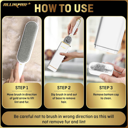 Lint Brush, Lint Remover, and Pet Hair Remover for Laundry, Clothes, Couches, Car Seats, Furniture and Fabric. Reusable Dog and Cat Fur Wizard Hair Removal Brush. ALLISTAR (Midnight Blue)