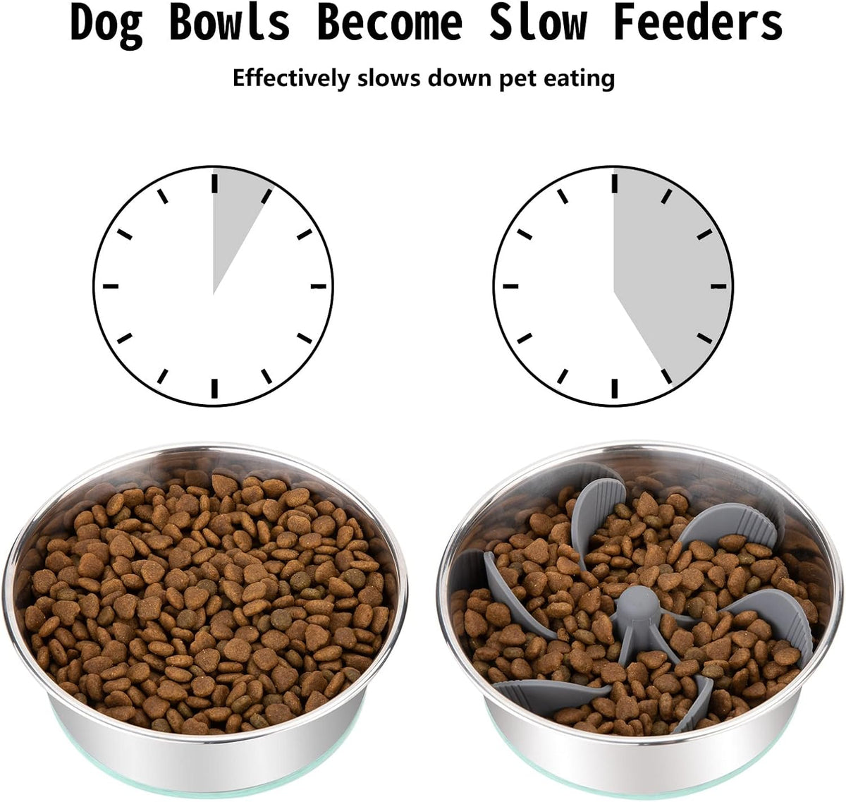 Slow Feeder Dog Bowls Insert [Octopus Suction Cups] Super Firm Slow Eating Dog Bowl [Cuttable] for Large Breed and Medium Size Dog Compatible with Regular and Elevated Dog Bowls (Turbine)