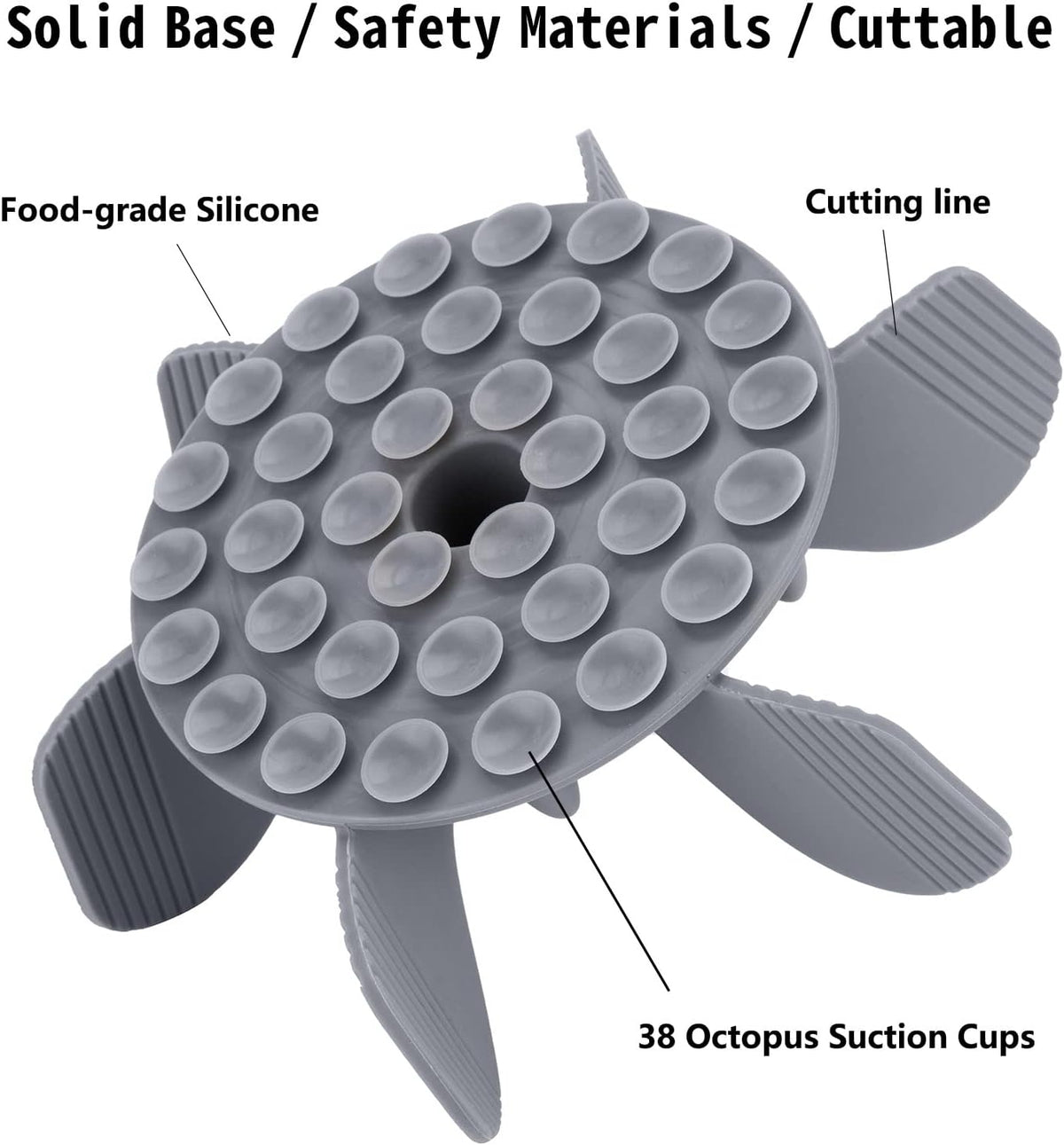 Slow Feeder Dog Bowls Insert [Octopus Suction Cups] Super Firm Slow Eating Dog Bowl [Cuttable] for Large Breed and Medium Size Dog Compatible with Regular and Elevated Dog Bowls (Turbine)