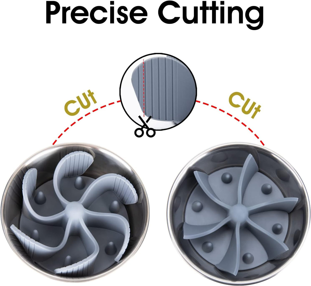 Slow Feeder Dog Bowls Insert [Octopus Suction Cups] Super Firm Slow Eating Dog Bowl [Cuttable] for Large Breed and Medium Size Dog Compatible with Regular and Elevated Dog Bowls (Turbine)