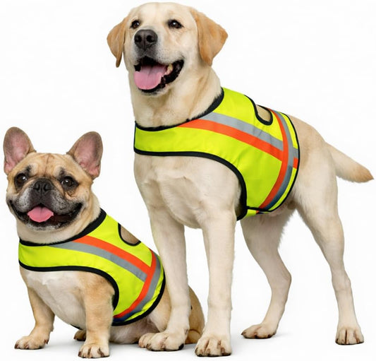 Reflective Dog Vest, High Visibility Dog Safety Vest for Night Walking, Dog Hunting Vest for Outdoor, Hi-Vis Fluorescent Yellow