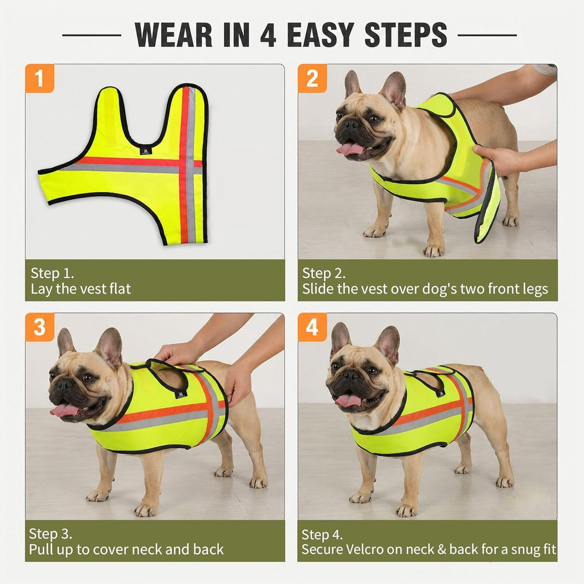 Reflective Dog Vest, High Visibility Dog Safety Vest for Night Walking, Dog Hunting Vest for Outdoor, Hi-Vis Fluorescent Yellow