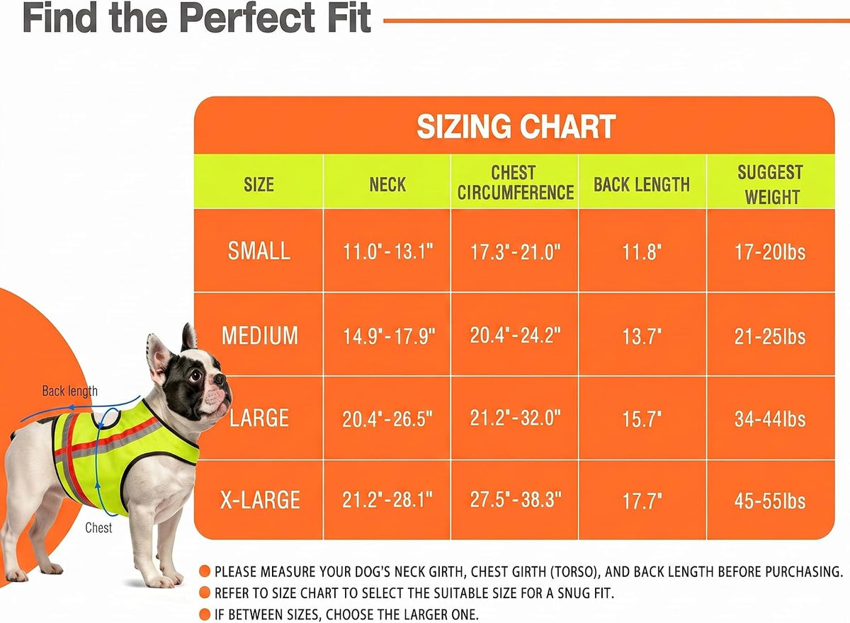 Reflective Dog Vest, High Visibility Dog Safety Vest for Night Walking, Dog Hunting Vest for Outdoor, Hi-Vis Fluorescent Yellow