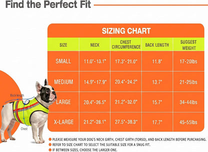 Reflective Dog Vest, High Visibility Dog Safety Vest for Night Walking, Dog Hunting Vest for Outdoor, Hi-Vis Fluorescent Yellow