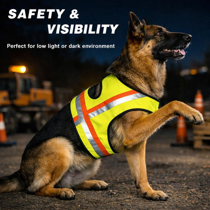 Reflective Dog Vest, High Visibility Dog Safety Vest for Night Walking, Dog Hunting Vest for Outdoor, Hi-Vis Fluorescent Yellow