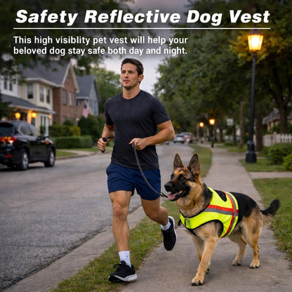 Reflective Dog Vest, High Visibility Dog Safety Vest for Night Walking, Dog Hunting Vest for Outdoor, Hi-Vis Fluorescent Yellow