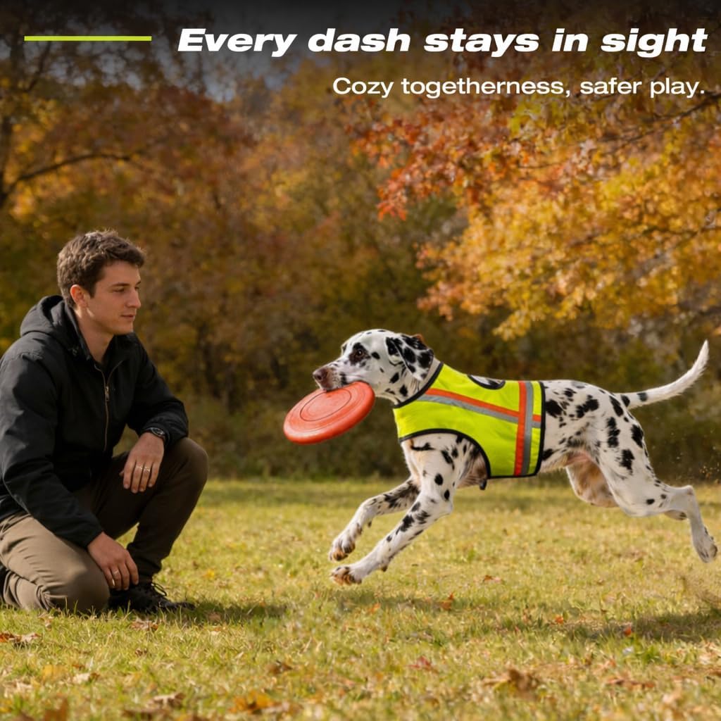 Reflective Dog Vest, High Visibility Dog Safety Vest for Night Walking, Dog Hunting Vest for Outdoor, Hi-Vis Fluorescent Yellow