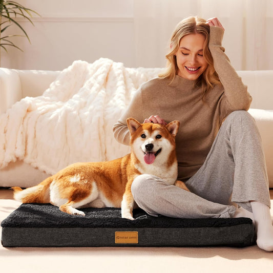 Orthopedic Large Dog Bed Washable Pet Sofa Mat 48''X30'' Black