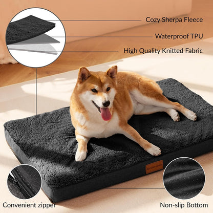Orthopedic Large Dog Bed Washable Pet Sofa Mat 48''X30'' Black