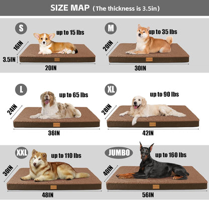 Orthopedic Large Dog Bed Washable Pet Sofa Mat 48''X30'' Black
