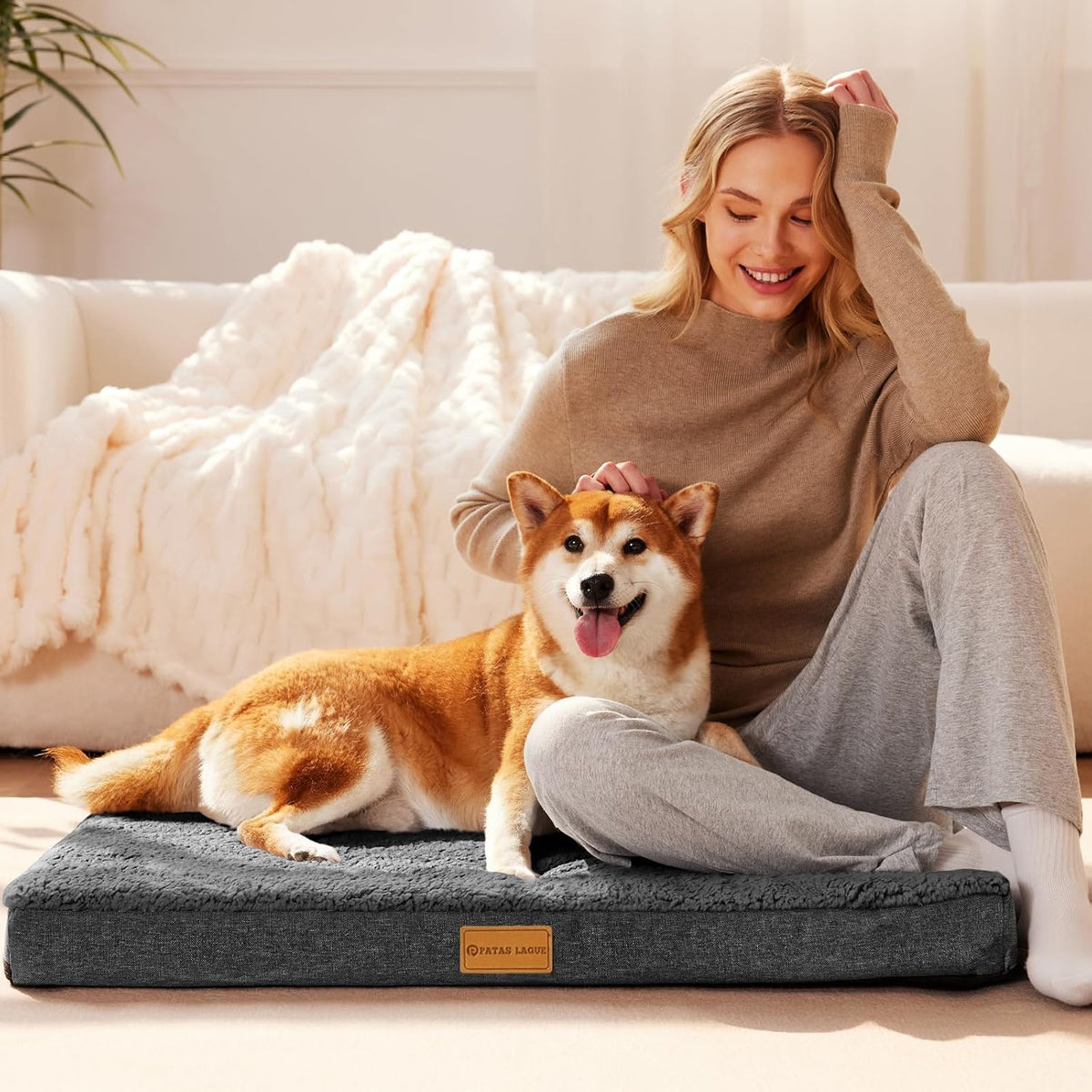 Orthopedic Large Dog Bed Washable Pet Sofa Mat 48''X30'' Black