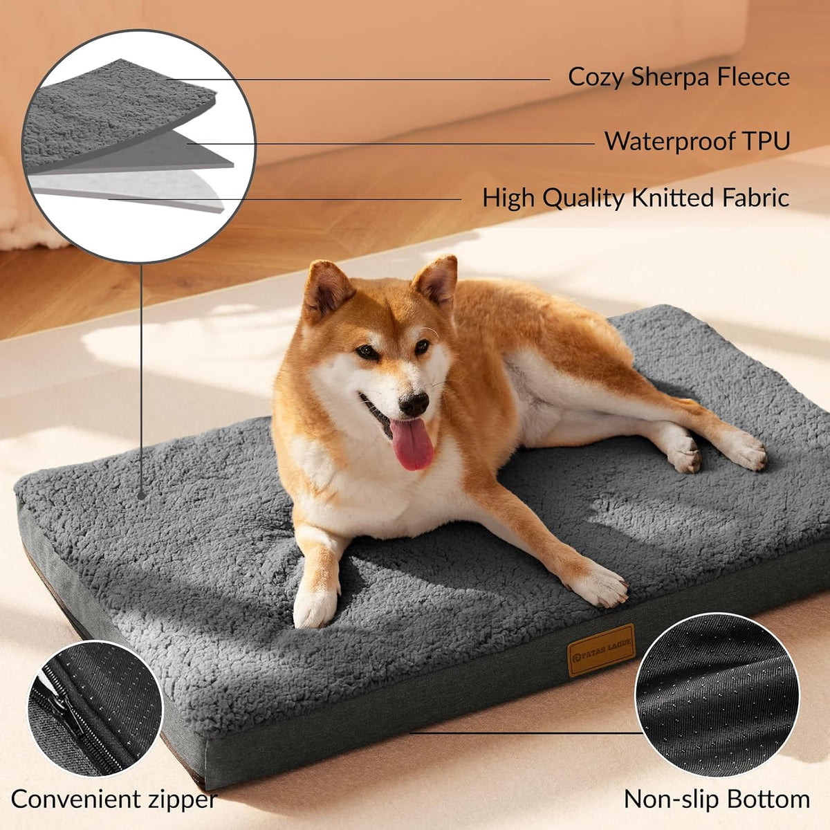 Orthopedic Large Dog Bed Washable Pet Sofa Mat 48''X30'' Black