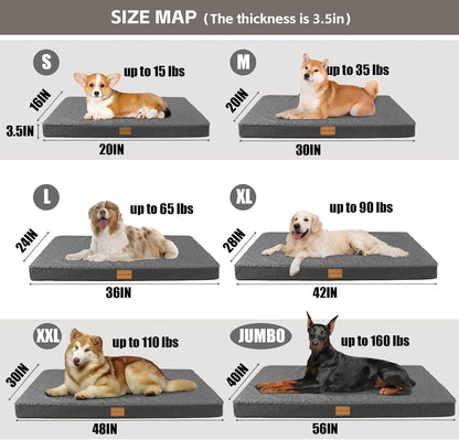 Orthopedic Large Dog Bed Washable Pet Sofa Mat 48''X30'' Black