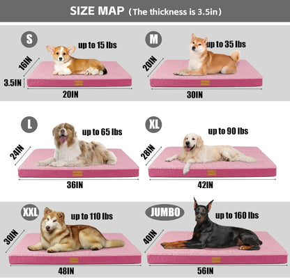 Orthopedic Large Dog Bed Washable Pet Sofa Mat 48''X30'' Black