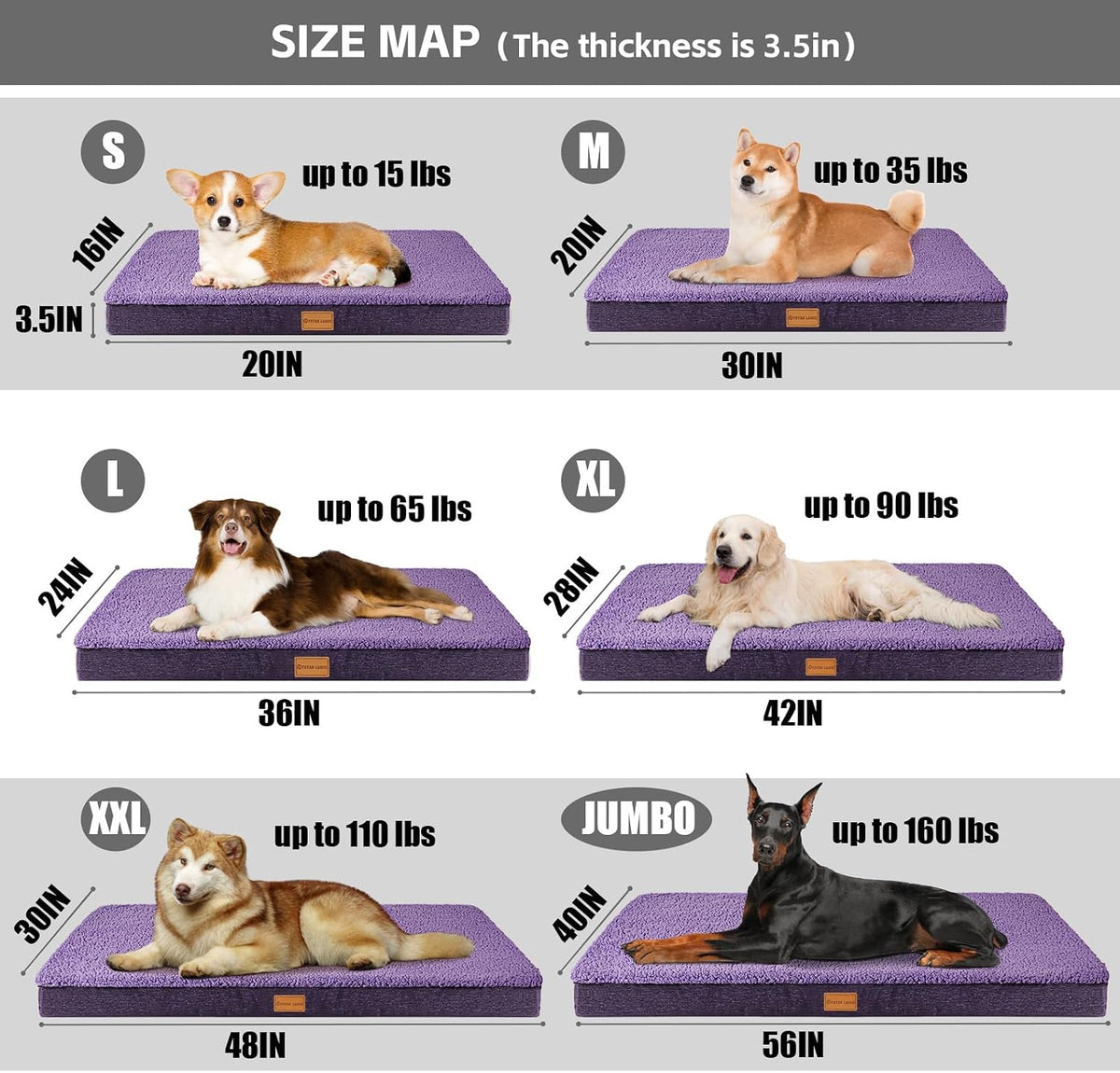 Orthopedic Large Dog Bed Washable Pet Sofa Mat 48''X30'' Black