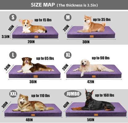 Orthopedic Large Dog Bed Washable Pet Sofa Mat 48''X30'' Black
