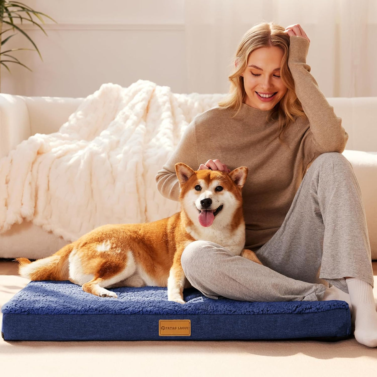 Orthopedic Large Dog Bed Washable Pet Sofa Mat 48''X30'' Black