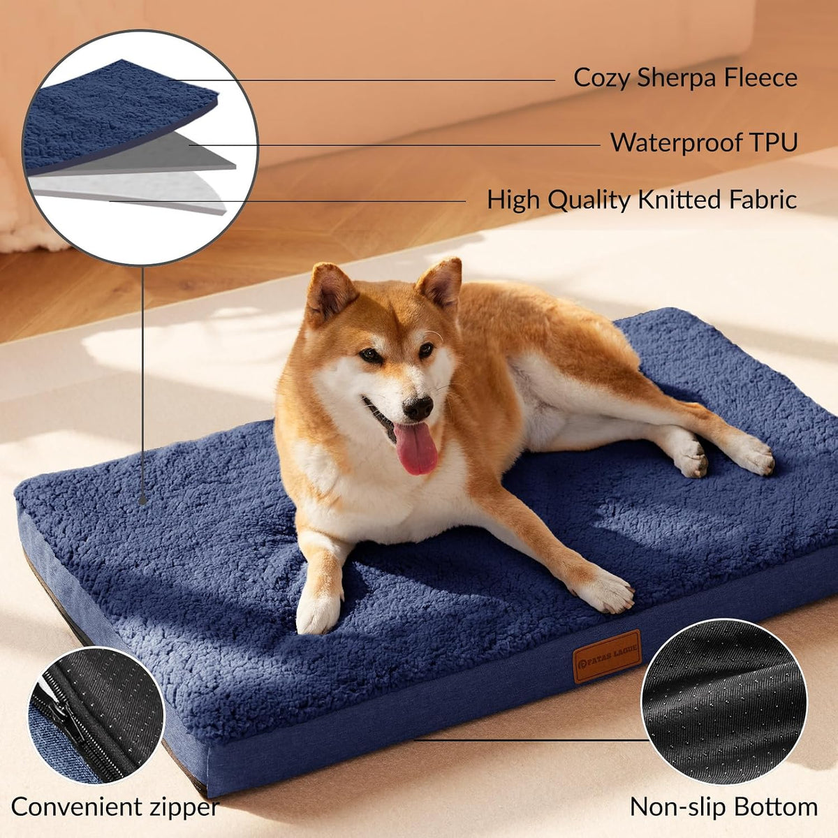 Orthopedic Large Dog Bed Washable Pet Sofa Mat 48''X30'' Black