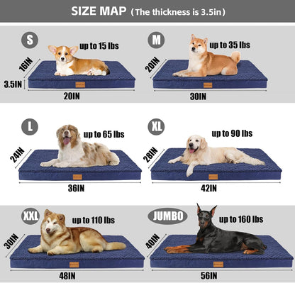 Orthopedic Large Dog Bed Washable Pet Sofa Mat 48''X30'' Black