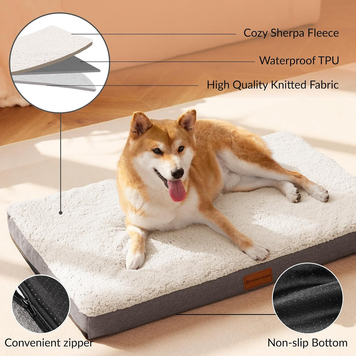 Orthopedic Large Dog Bed Washable Pet Sofa Mat 48''X30'' Black