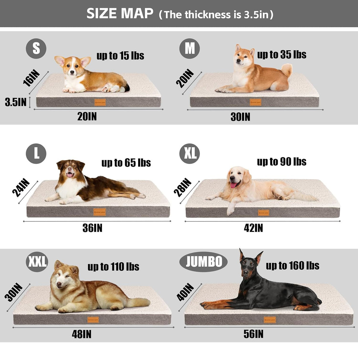 Orthopedic Large Dog Bed Washable Pet Sofa Mat 48''X30'' Black