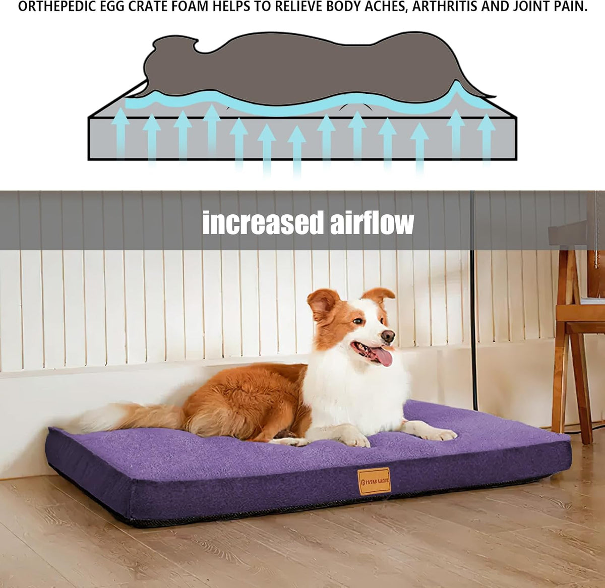Orthopedic Large Dog Bed Washable Pet Sofa Mat 48''X30'' Black