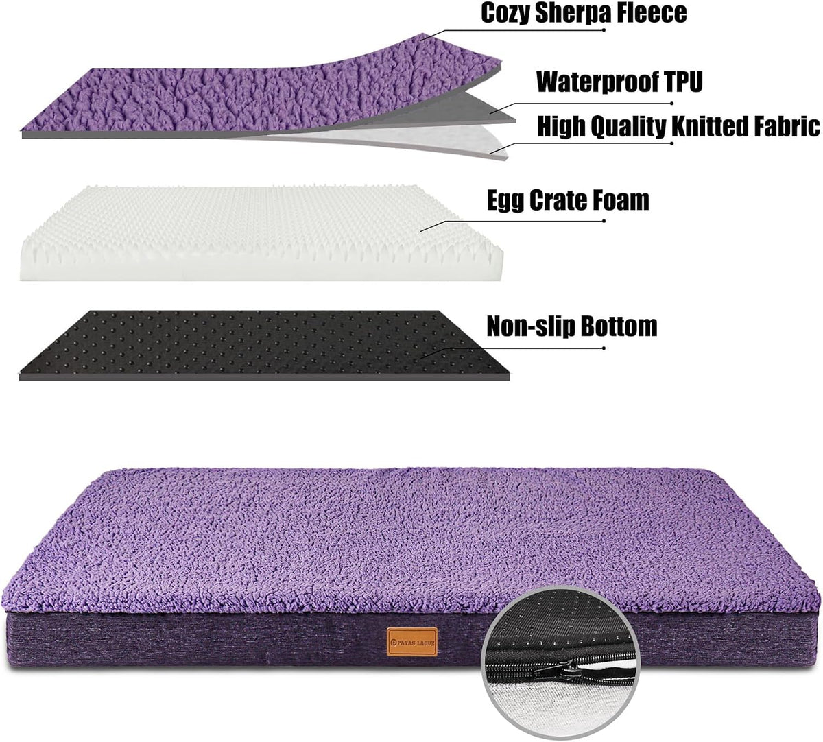 Orthopedic Large Dog Bed Washable Pet Sofa Mat 48''X30'' Black