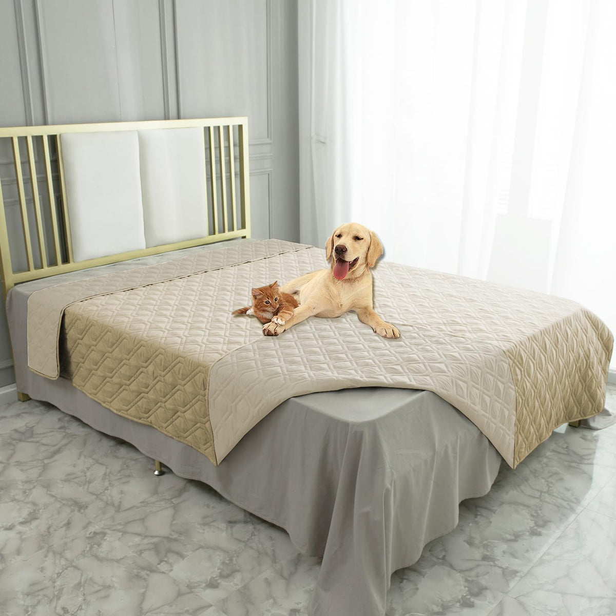 Waterproof Dog Bed Cover Pet Blanket for Furniture Bed Couch Sofa Reversible - Colors B