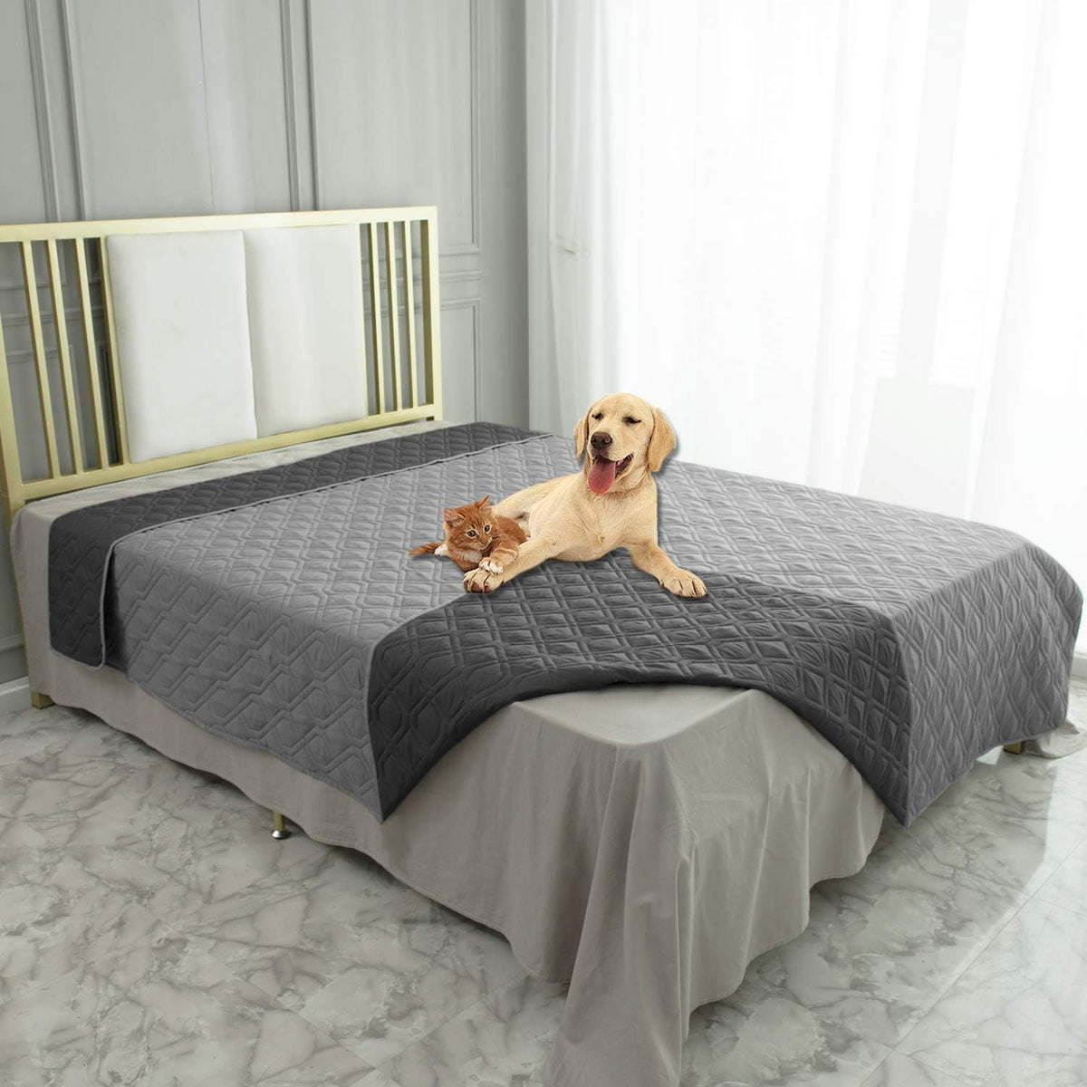 Waterproof Dog Bed Cover Pet Blanket for Furniture Bed Couch Sofa Reversible - Colors B