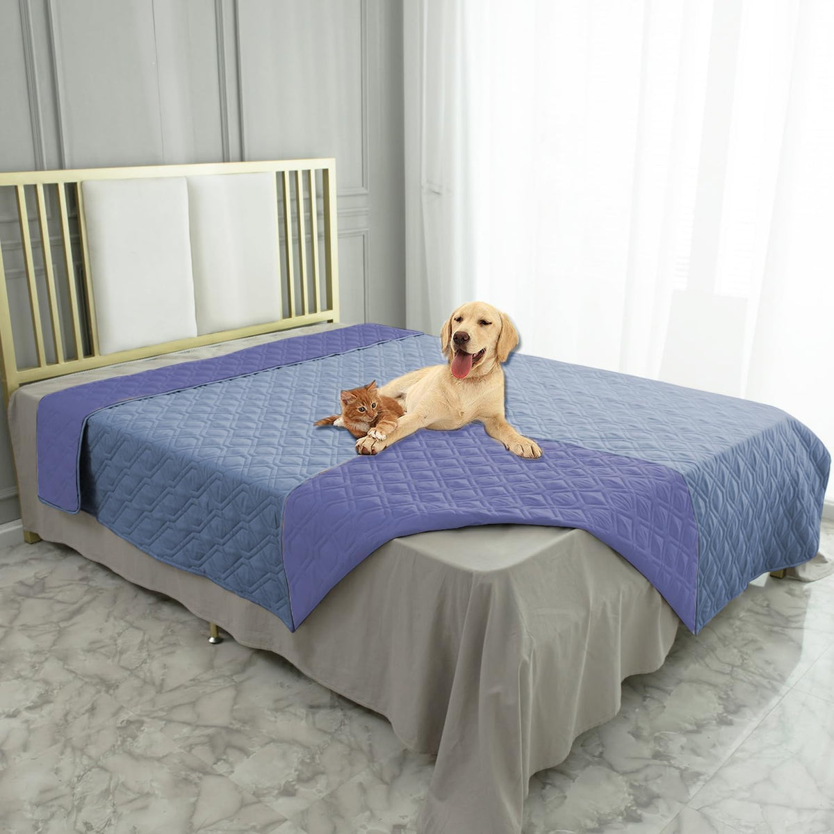 Waterproof Dog Bed Cover Pet Blanket for Furniture Bed Couch Sofa Reversible - Colors B