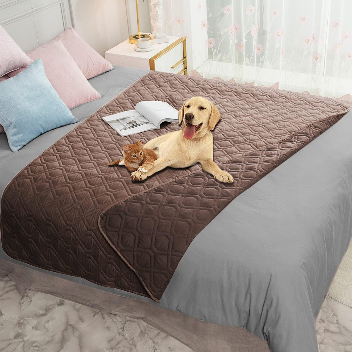 Waterproof Dog Bed Cover Pet Blanket for Furniture Bed Couch Sofa Reversible - Colors B